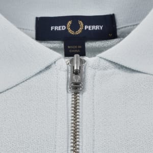 Image number 4 for Fred Perry Zip Neck Crepe Polo Blue