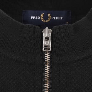 Image number 4 for Fred Perry Pique Quarter Zip T Shirt Black