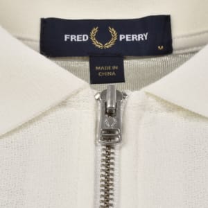 Image number 4 for Fred Perry Zip Neck Crepe Polo Cream