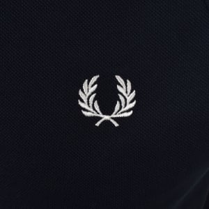 Image number 4 for Fred Perry Cable Tape Quarter Zip Polo Navy