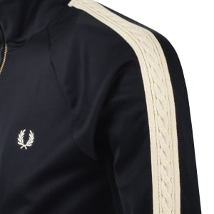 Image number 5 for Fred Perry Cable Taped Track Top Navy