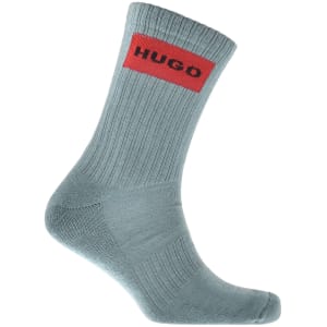 Image number 4 for HUGO 3 Pack Ribbed Label Logo Socks