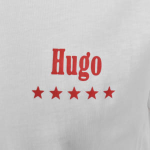 Image number 4 for HUGO Blue Printed Artwork T Shirt White