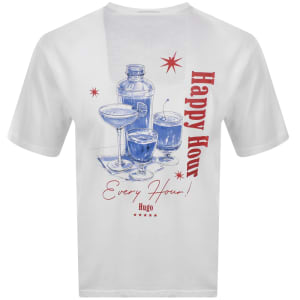 Image number 5 for HUGO Blue Printed Artwork T Shirt White