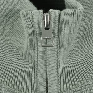 Image number 4 for Gant Half Zip Knit Jumper Ceramic Grey