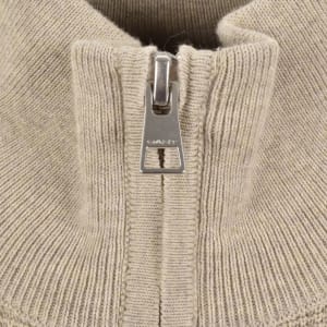 Image number 4 for Gant Half Zip Knit Jumper Beige