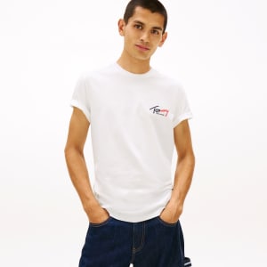 Image number 5 for Tommy Jeans Chest Logo T Shirt Ecru