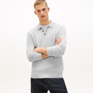 Image number 5 for Tommy Jeans Slim Fit Polo Jumper Grey Heather