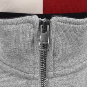 Image number 4 for Tommy Hilfiger Flag Quarter Zip Sweatshirt Grey