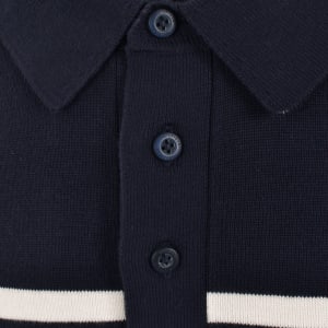 Image number 4 for Tommy Hilfiger Knit Striped Polo T Shirt Navy