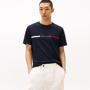 Image number 4 for Tommy Hilfiger Chest Insert T Shirt Navy