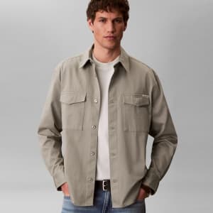 Image number 4 for Calvin Klein Jeans Utility Relaxed Overshirt Khaki
