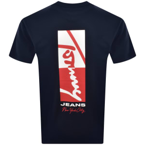 Image number 4 for Tommy Jeans Sign Block T Shirt Navy