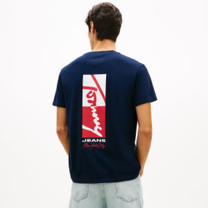 Image number 5 for Tommy Jeans Sign Block T Shirt Navy