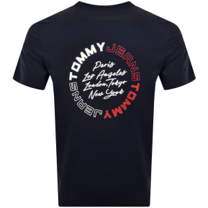 Image number 4 for Tommy Jeans Sign Circle T Shirt Navy
