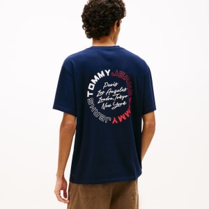 Image number 5 for Tommy Jeans Sign Circle T Shirt Navy