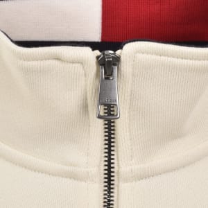 Image number 4 for Tommy Hilfiger Flag Quarter Zip Sweatshirt Cream