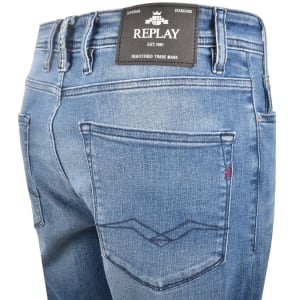 Image number 4 for Replay Denim Shorts Mid Wash Blue