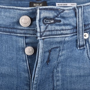Image number 5 for Replay Denim Shorts Mid Wash Blue