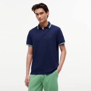 Image number 5 for Tommy Hilfiger Contrast Collar Polo T Shirt Navy