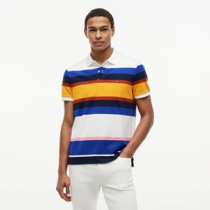Image number 5 for Tommy Hilfiger Roadmap Stripe Polo T Shirt Blue