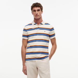 Image number 5 for Tommy Hilfiger Roadmap Stripe Polo T Shirt Ivory