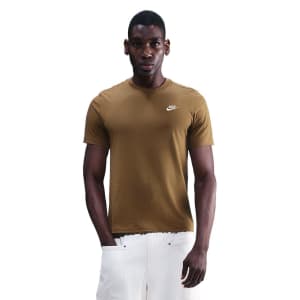 Image number 4 for Nike Crew Neck Club T Shirt Brown