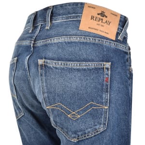 Image number 4 for Replay Grover Straight Fit Mid Wash Jeans Blue