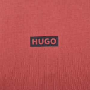 Image number 4 for HUGO Blue Nalono T Shirt Medium Red