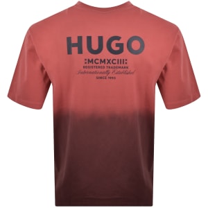 Image number 5 for HUGO Blue Nalono T Shirt Medium Red