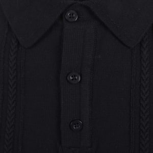 Image number 4 for Fila Barns Textured Knit Polo T Shirt Black