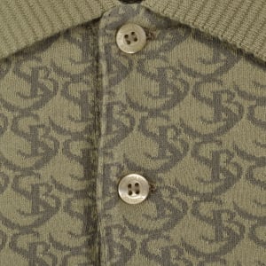 Image number 4 for Sandbanks Monogram Jacquard Polo T Shirt Green