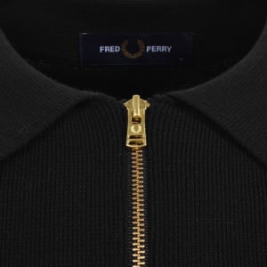 Image number 4 for Fred Perry Panel Detail Knit Polo Shirt Black