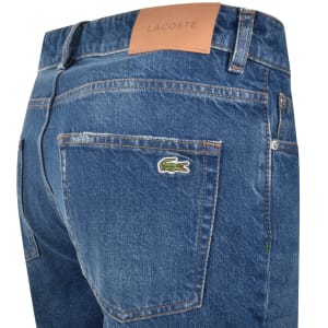 Image number 4 for Lacoste Straight Fit Denim Shorts Mid Wash Blue