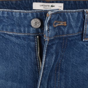 Image number 5 for Lacoste Straight Fit Denim Shorts Mid Wash Blue
