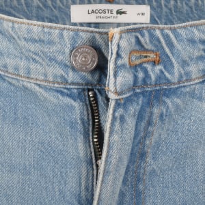 Image number 5 for Lacoste Straight Fit Denim Shorts Light Wash Blue