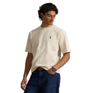 Image number 5 for Ralph Lauren Logo Crew Neck T Shirt Cream