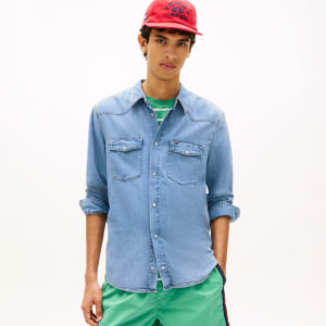 Image number 5 for Tommy Jeans Western Denim Shirt Blue