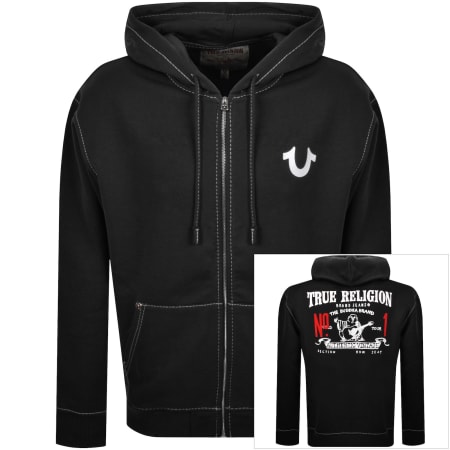 True Religion Big T Zip Up Hoodie Black | Mainline Menswear x