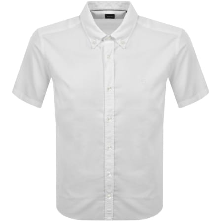 hugo boss white dress shirt Hugo White Stretch-Cotton Canvas Slim-Fit Shirt