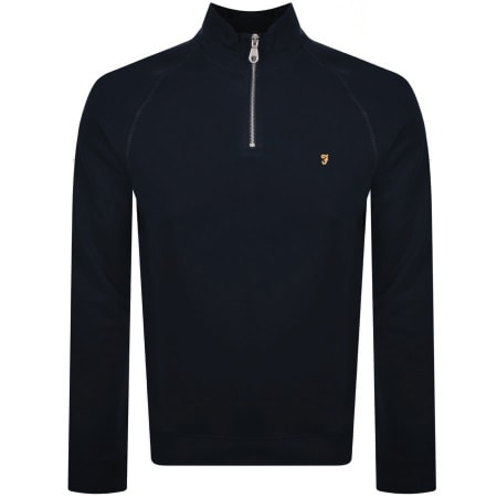 Product Image for Farah Vintage Jim Quarter Zip Sweatshirt Navy
