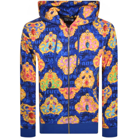 Product Image for Versace Jeans Couture Full Zip Logo Hoodie Blue