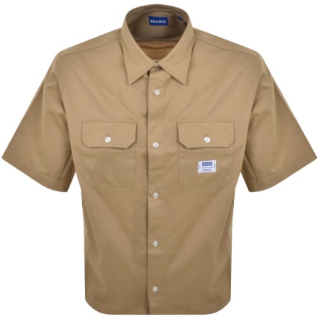 Product Image for HUGO Blue Short Sleeve Ekyno Shirt Beige