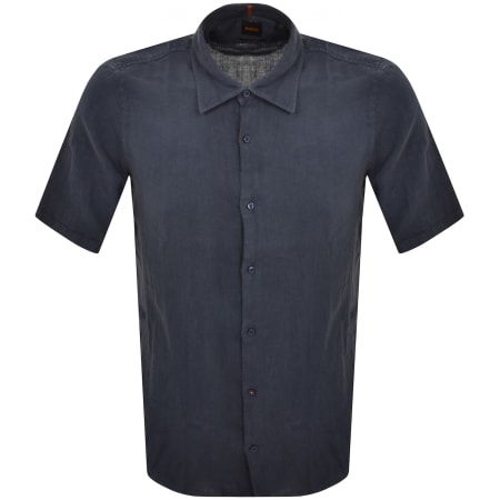 Product Image for BOSS Rash 2 Linen Short Sleeved Shirt Navy