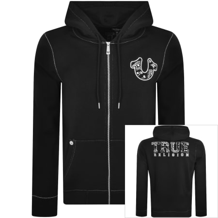 True Religion Painted Big T Full Zip Hoodie Black | Mainline  