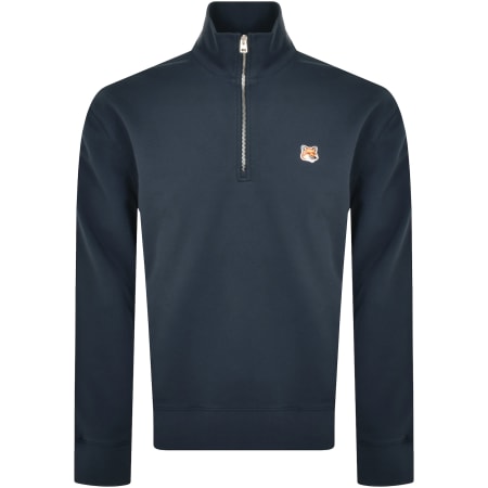 Product Image for Maison Kitsune Half Zip Sweatshirt Blue