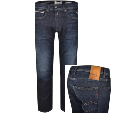 Product Image for Replay Grover Straight Fit Jeans Dark Wash Navy
