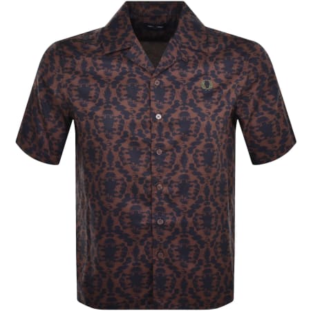 Product Image for Fred Perry Repeat Print Revere Shirt Brown