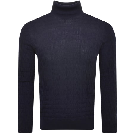 Product Image for Emporio Armani Roll Neck Logo Wool Jumper Navy
