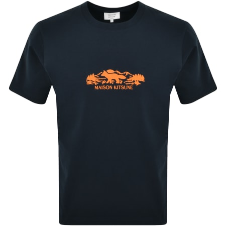 Product Image for Maison Kitsune Outdoor Profile Fox T Shirt Navy
